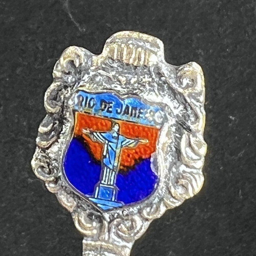 Set Of 10 Vtg Collectible Souvenir Spoons Enamel Shields Crest Europe So America - Picture 15 of 16